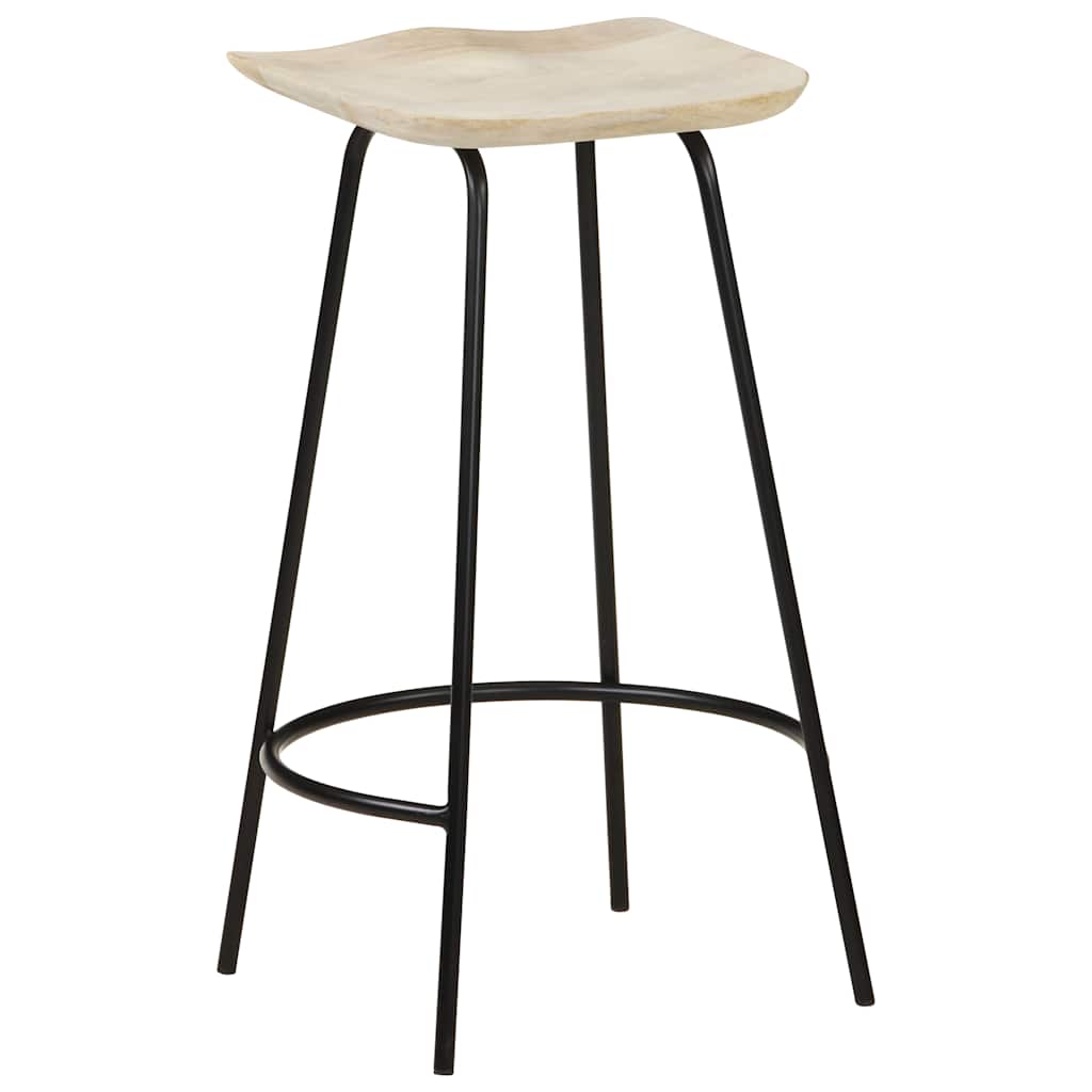 Bar Stool Set Of 2 Bleached Wood And Metal