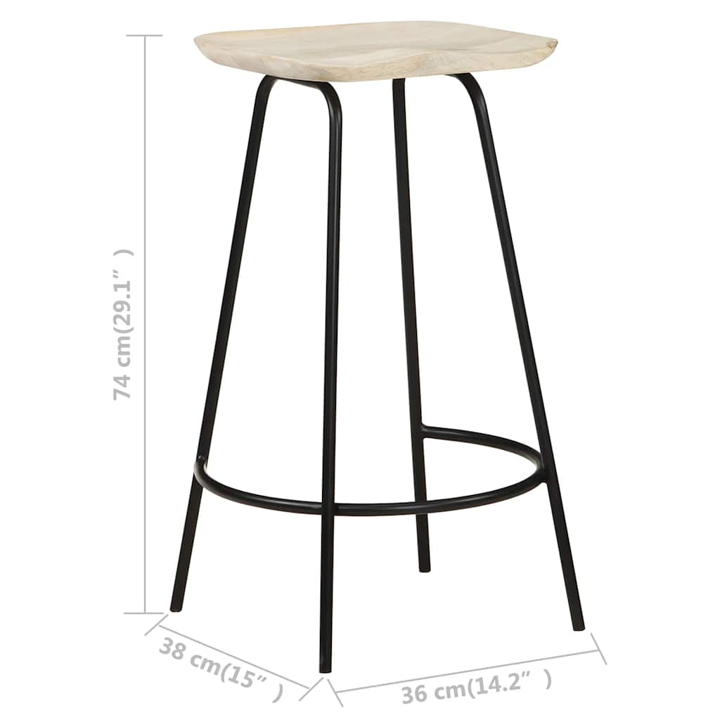 Bar Stool Set Of 2 Bleached Wood And Metal