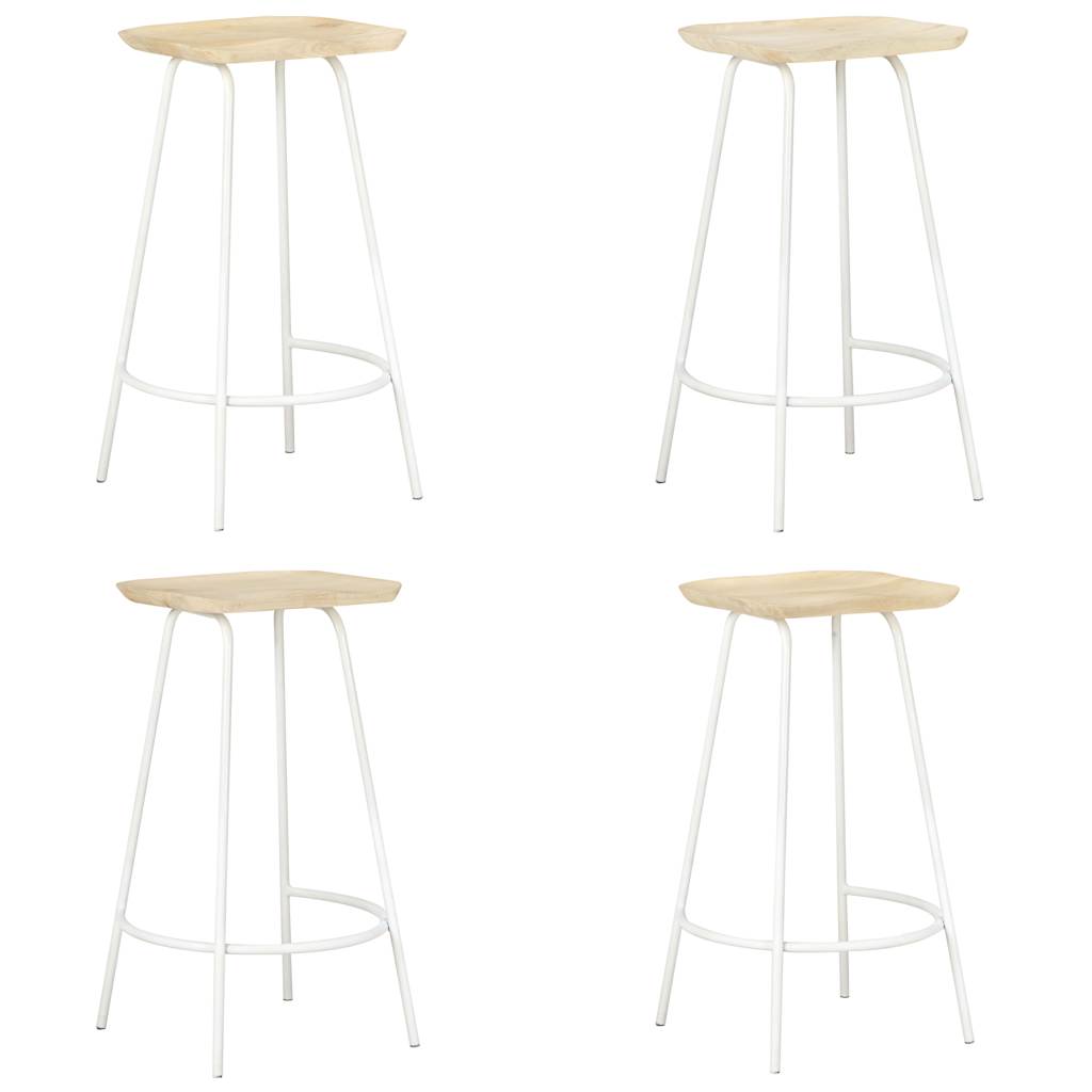 Bar Stool Set Of 2 Bleached Wood And Metal