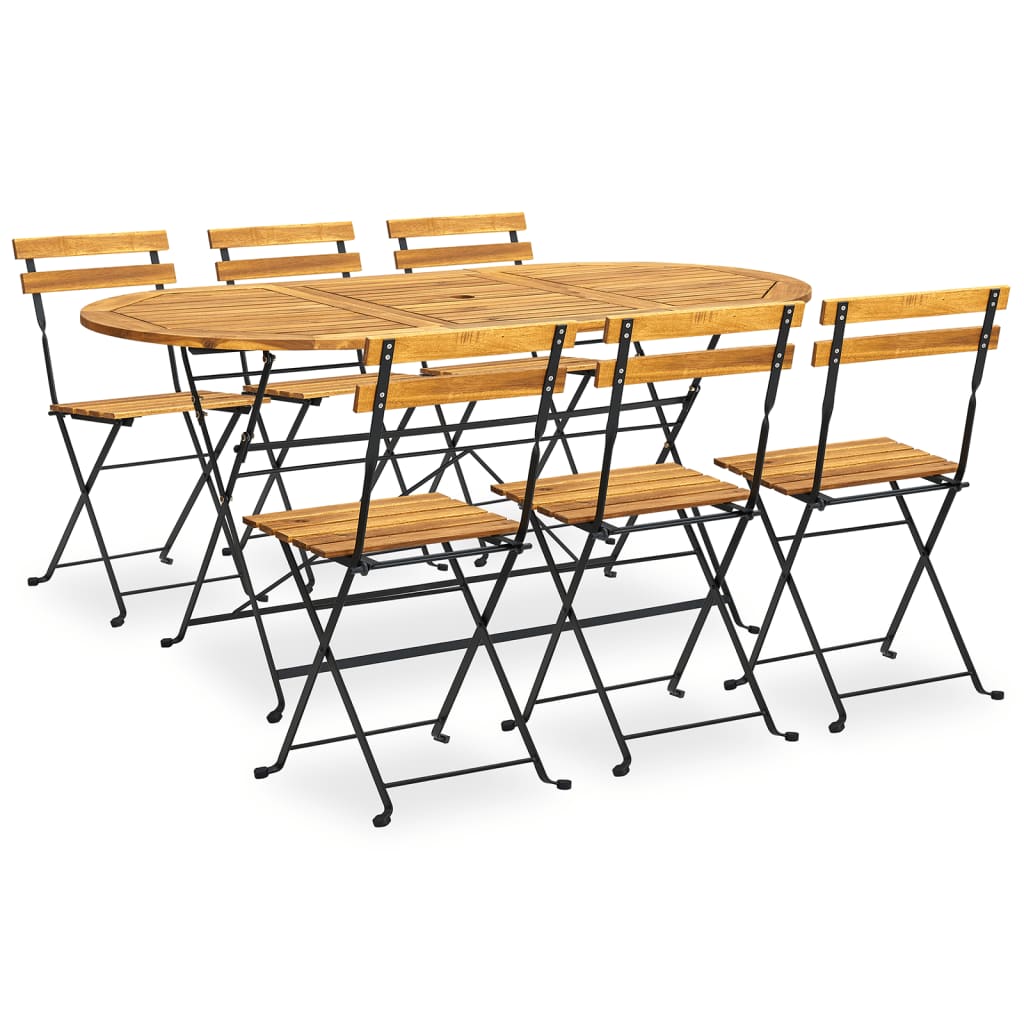 5 Piece Folding Patio Dining Set Solid Acacia Wood