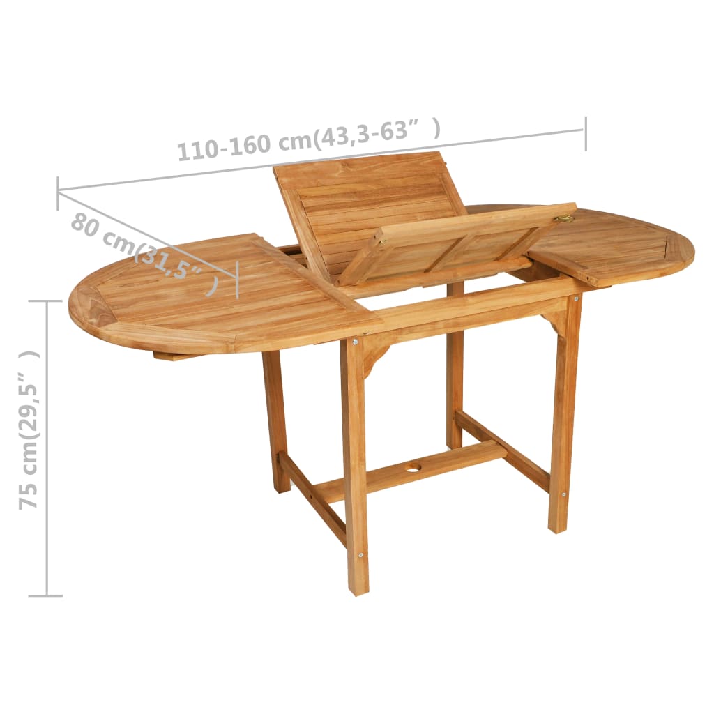 5 Piece Patio Dining Set Solid Teak Wood