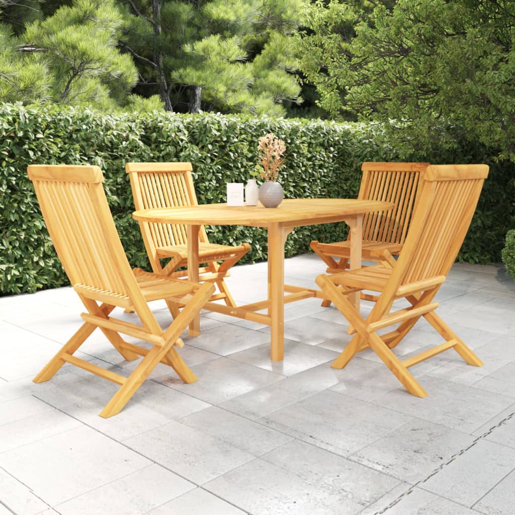 5 Piece Patio Dining Set Solid Teak Wood