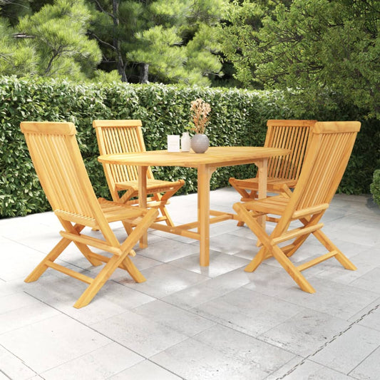 5 Piece Patio Dining Set Solid Teak Wood
