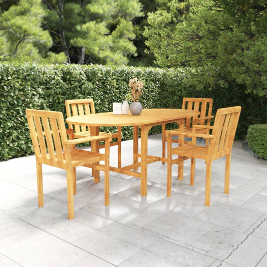 5 Piece Patio Dining Set Solid Teak Wood