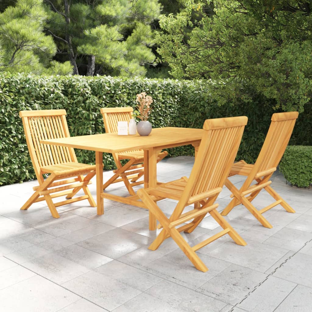 5 Piece Patio Dining Set Solid Teak Wood