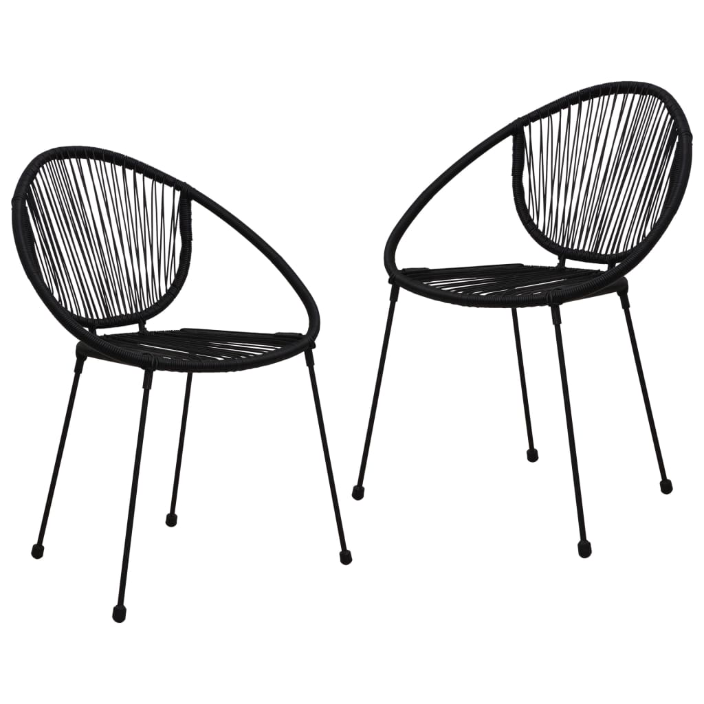 3 Piece Patio Dining Set Pvc Rattan Black