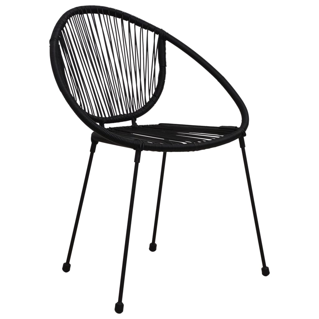 3 Piece Patio Dining Set Pvc Rattan Black
