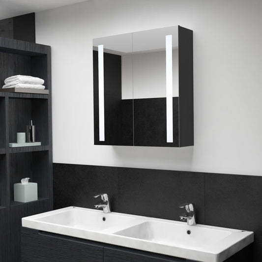 Bathroom Cabinet Anthracite Mdf With Melamine Finish, Glass Medium