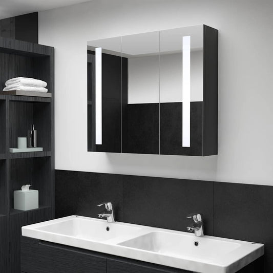 Bathroom Cabinet Anthracite Mdf With Melamine Finish, Glass Medium