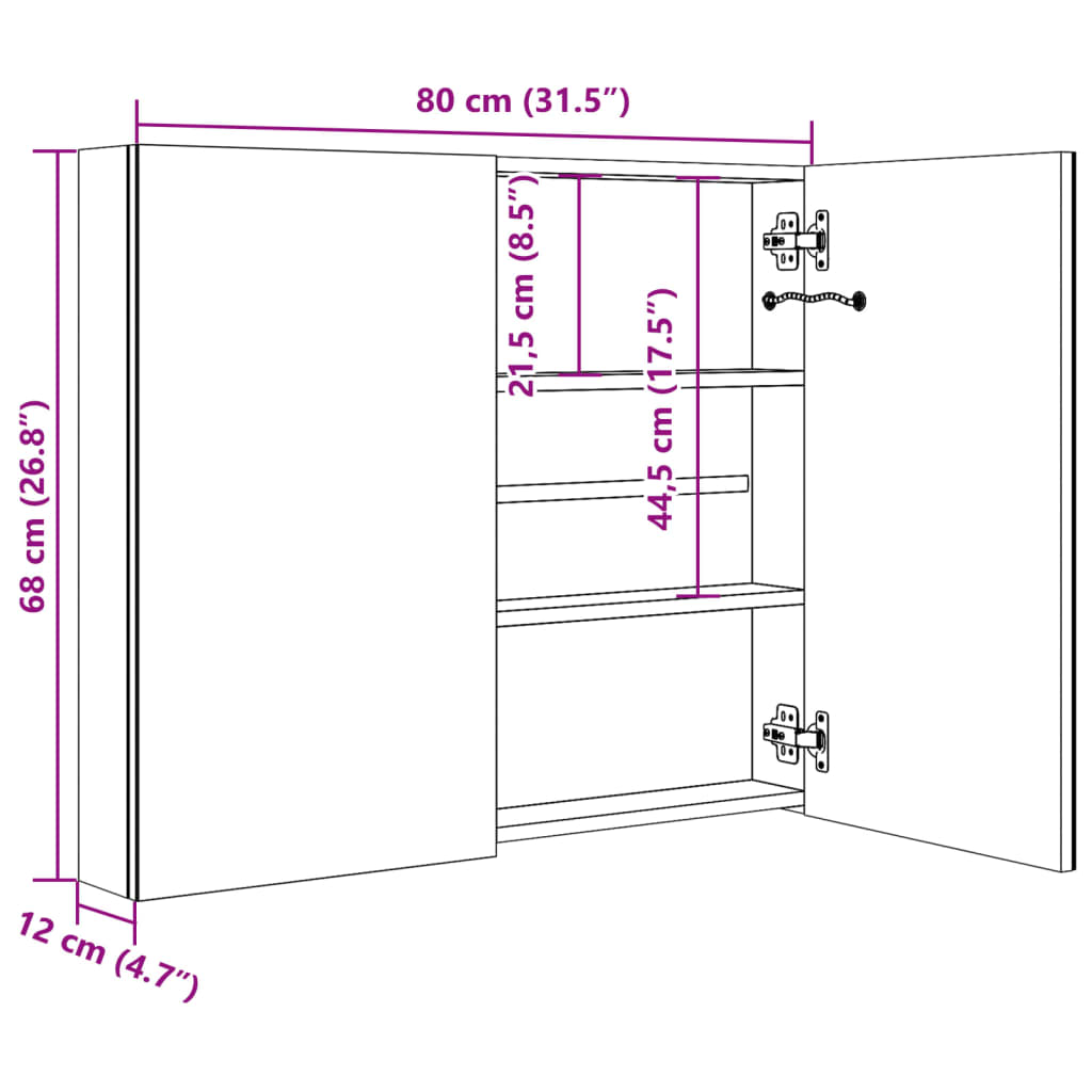 Bathroom Cabinet Anthracite Mdf, Glass Medium Bathroom Cabinet