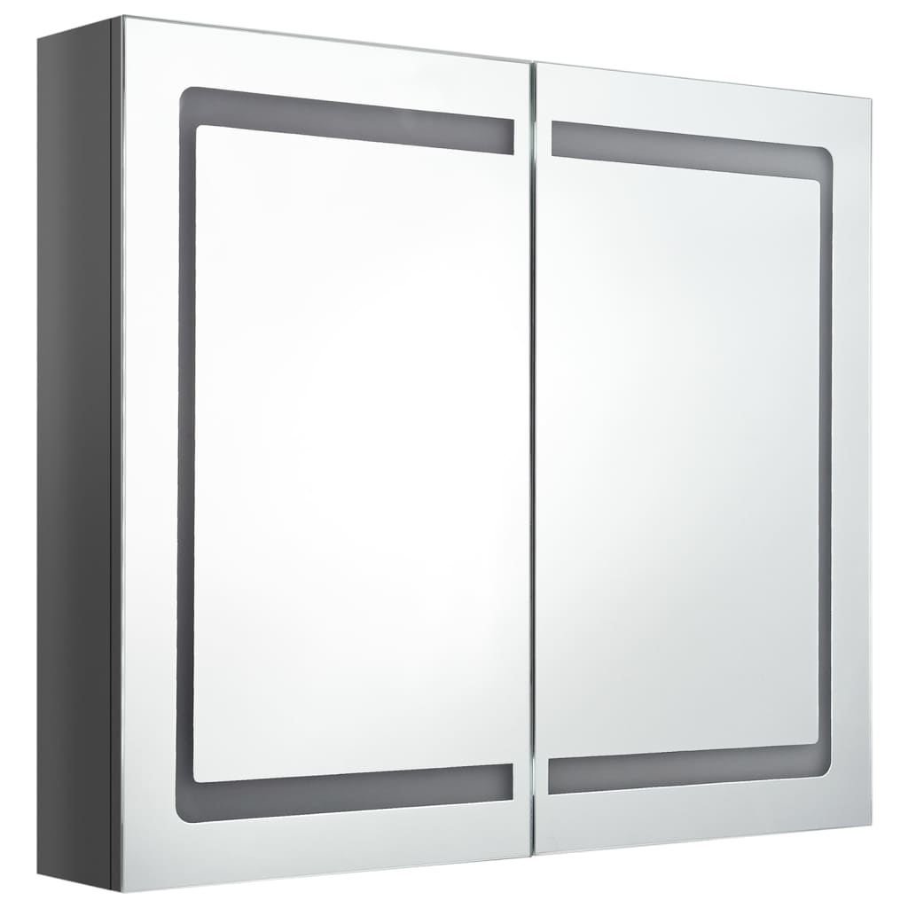 Bathroom Cabinet Shining Grey Mdf In Melamine Finish, Glass
