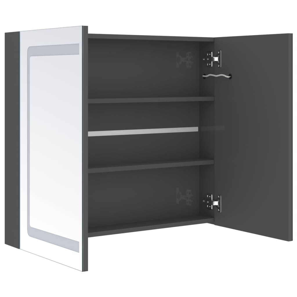 Bathroom Cabinet Shining Grey Mdf In Melamine Finish, Glass