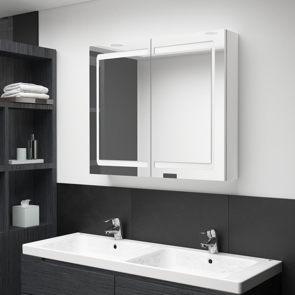 Bathroom Cabinet Shining Grey Mdf In Melamine Finish, Glass