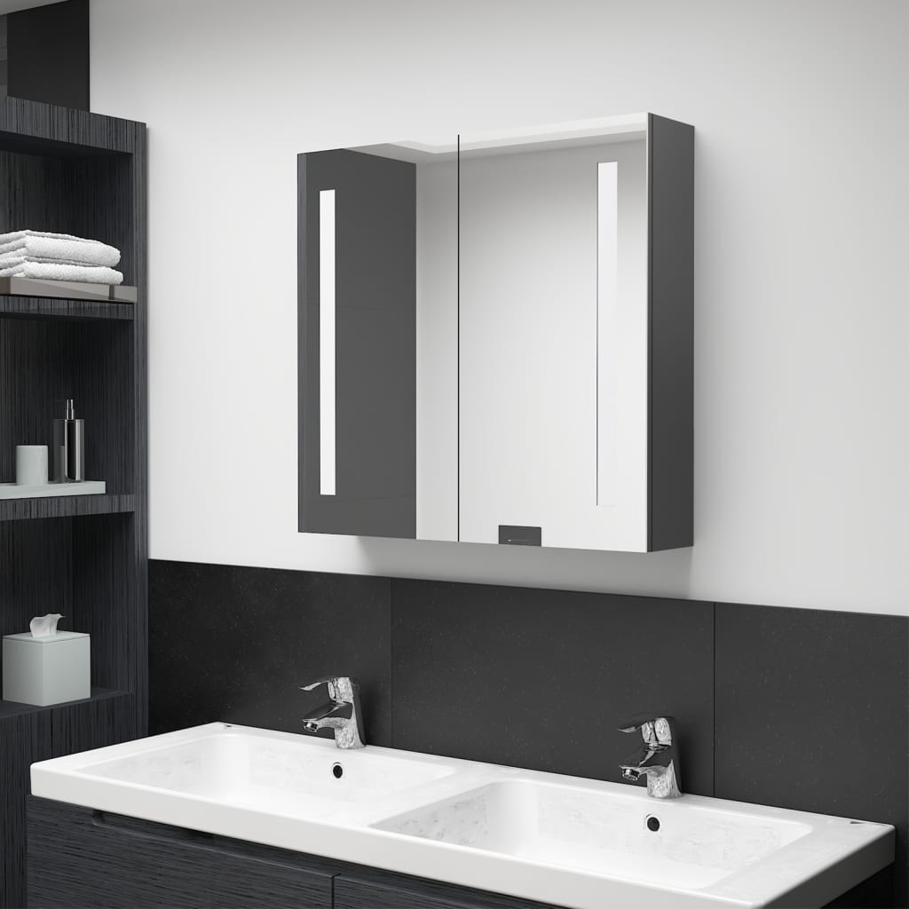 Bathroom Cabinet Grey Mdf Board With Melamine Finish, Glass Medium