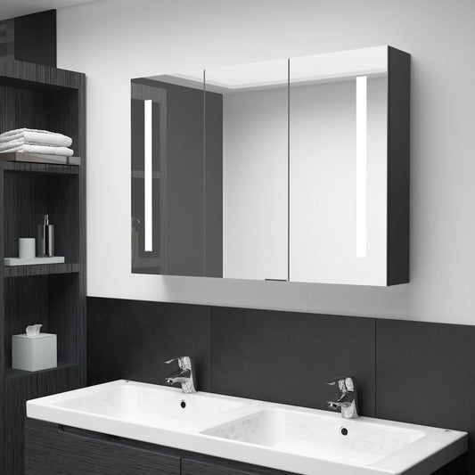 Bathroom Cabinet Shiny Black Mdf Board With Melamine, Glass Mirror