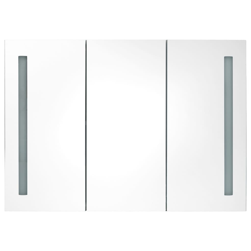 Bathroom Cabinet Grey Mdf In Melamine Finish, Glass Mirror Medium