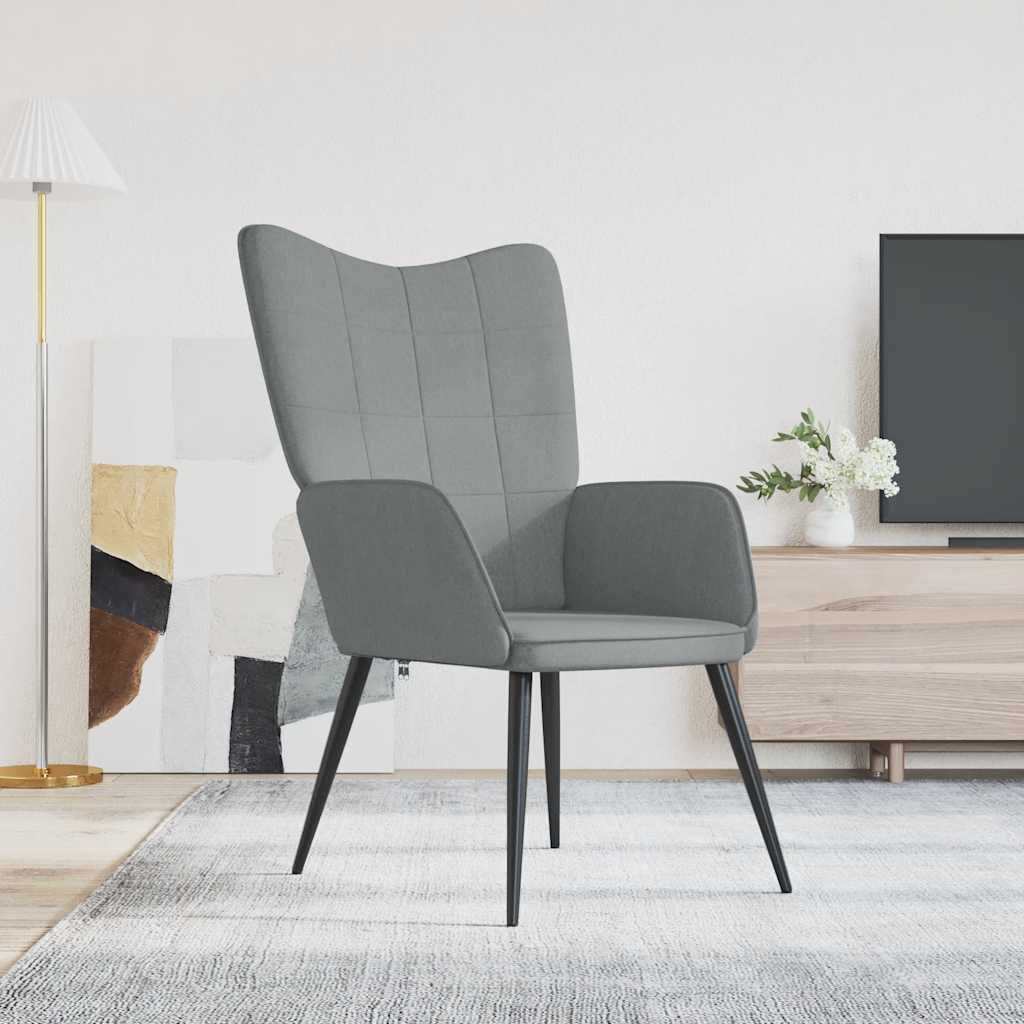 Relaxing Chair With Stool Dark Grey 100% Polyester, Steel Regular