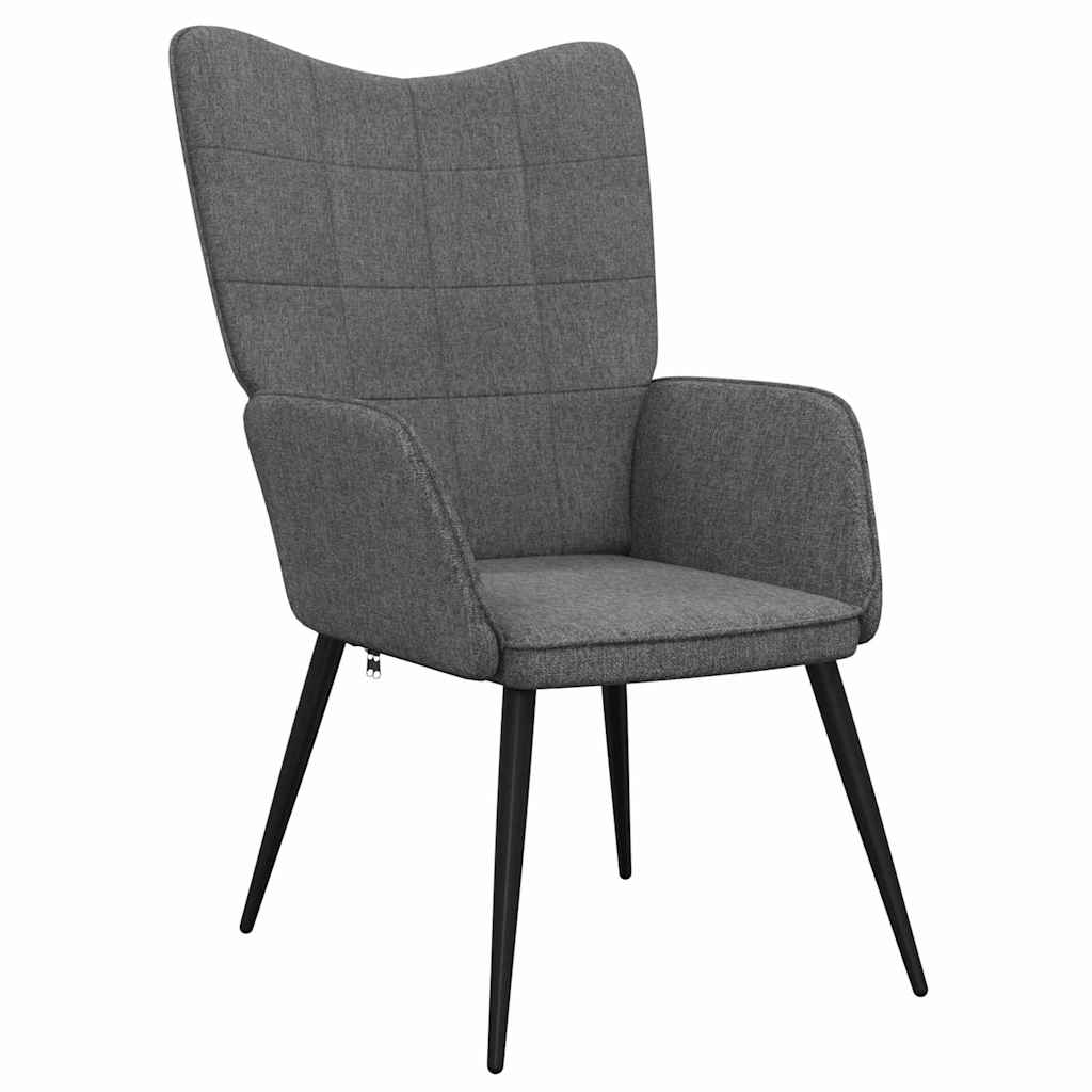 Relaxing Chair With Stool Dark Grey 100% Polyester, Steel Regular