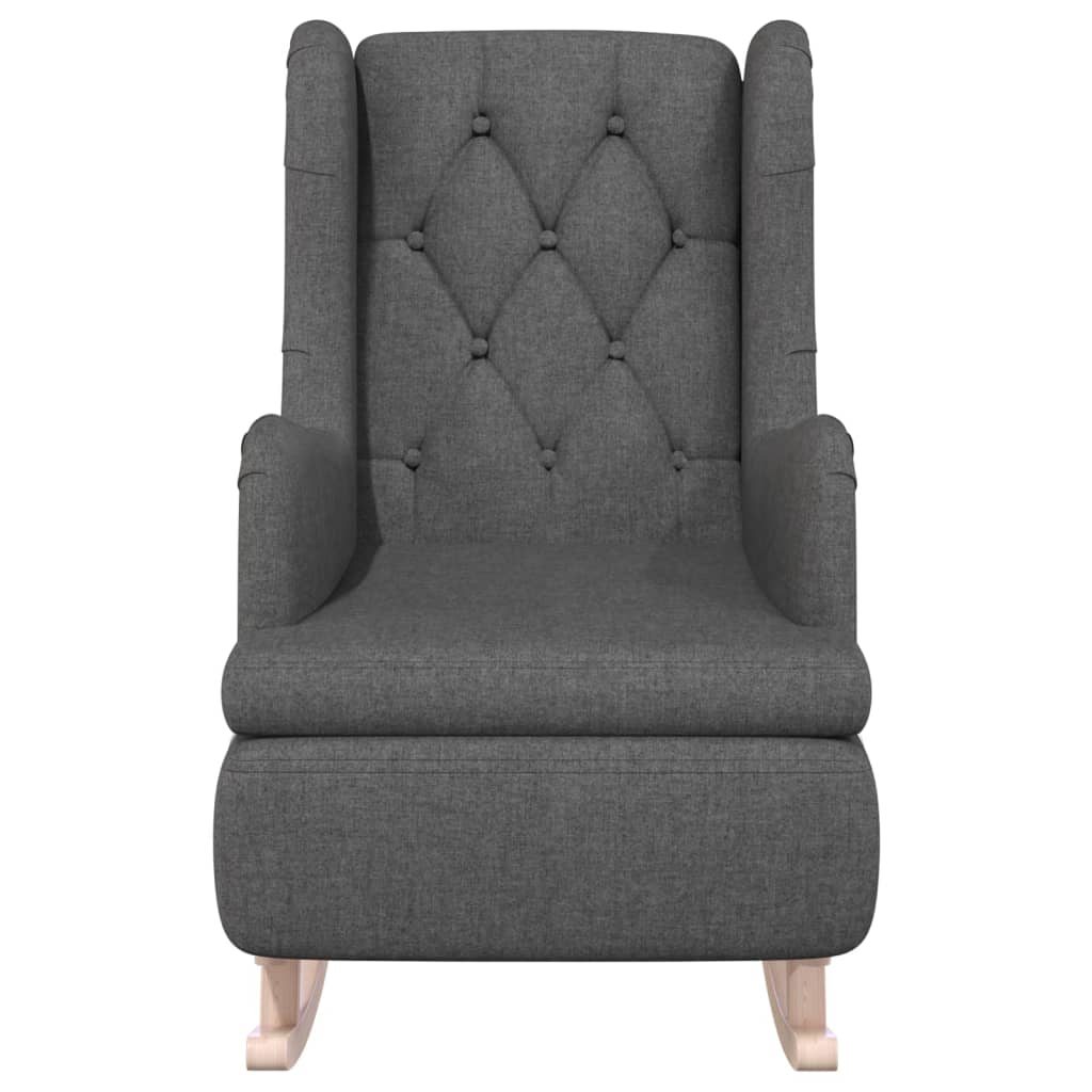 Armchair Dark Grey Polyester, Solid Rubber Wood Standard Armchair