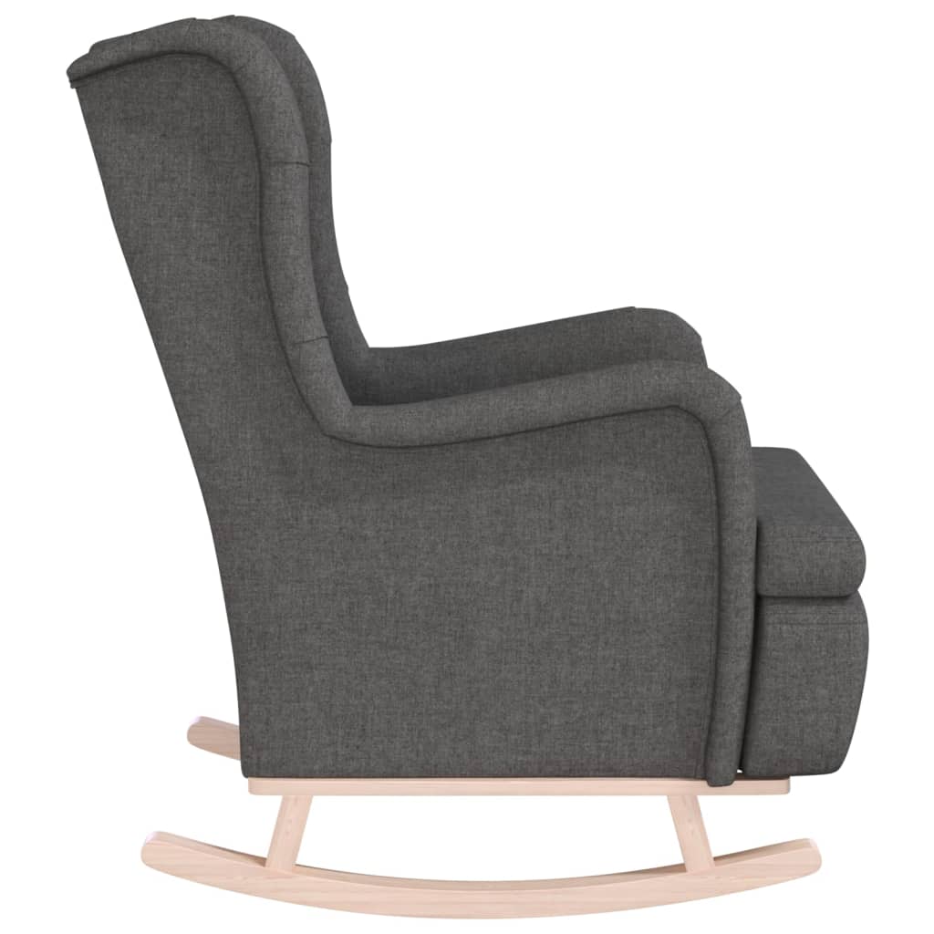 Armchair Dark Grey Polyester, Solid Rubber Wood Standard Armchair