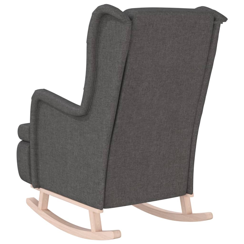 Armchair Dark Grey Polyester, Solid Rubber Wood Standard Armchair