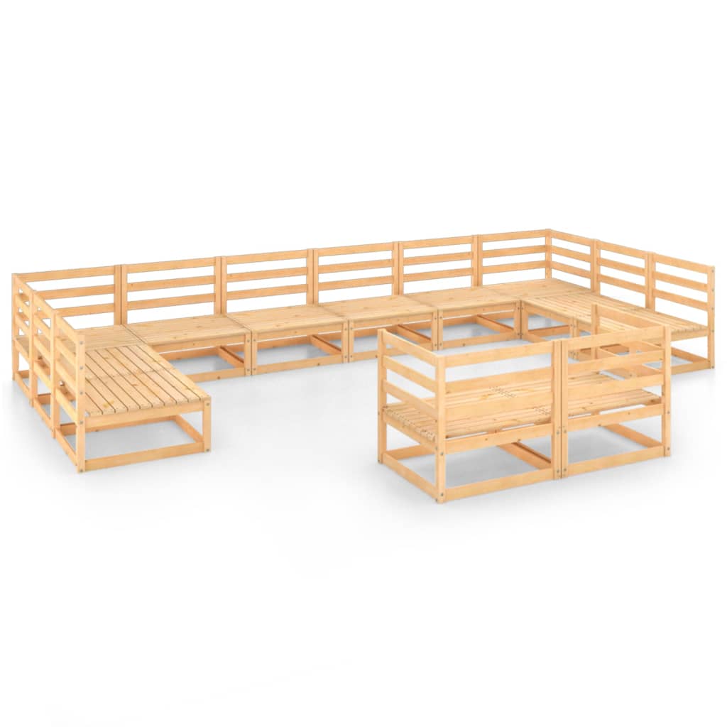 12 Piece Patio Lounge Set Solid Pinewood