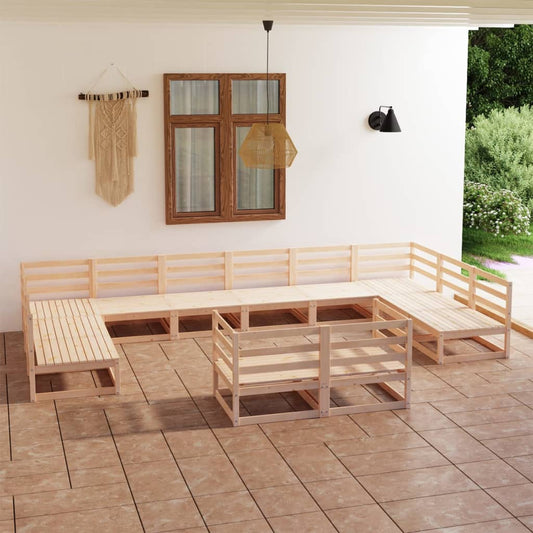 12 Piece Patio Lounge Set Solid Pinewood