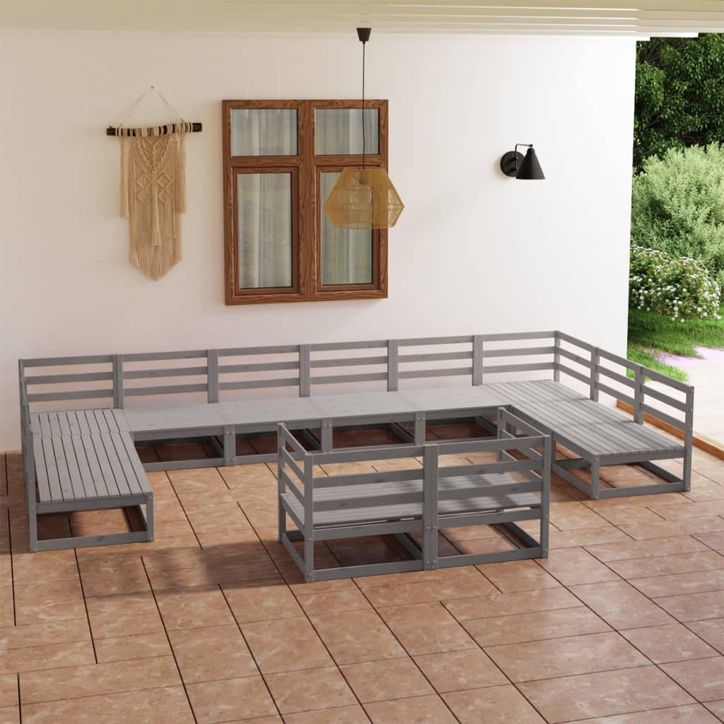 12 Piece Patio Lounge Set Solid Pinewood