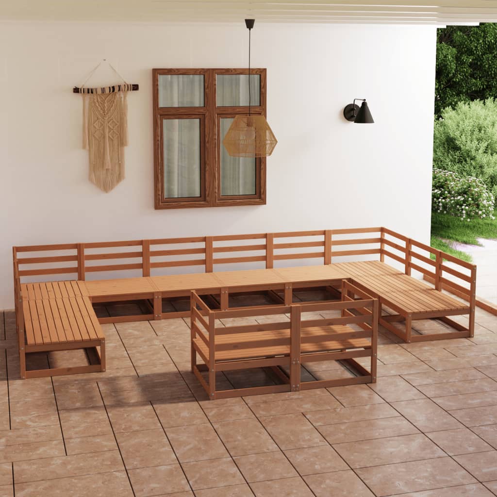 12 Piece Patio Lounge Set Solid Pinewood
