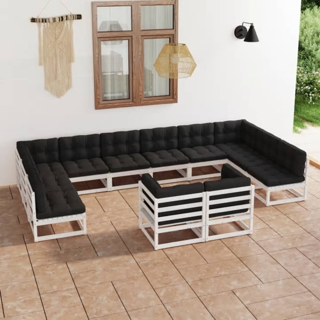 12 Piece Patio Lounge Set Solid Pinewood