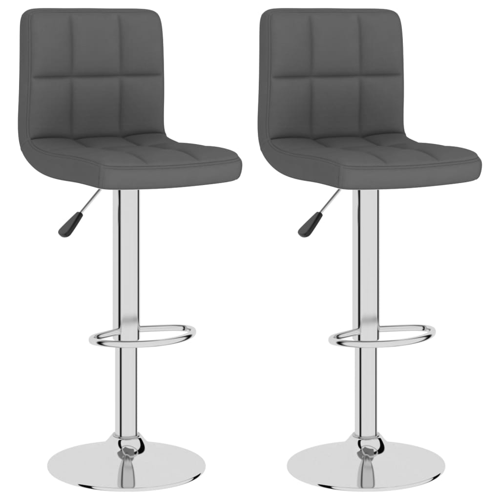 Bar Stool Set Of 2 Dark Grey 100% Polyester, Chrome-Plated Steel