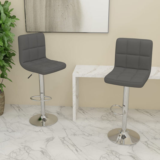 Bar Stool Set Of 2 Dark Grey 100% Polyester, Chrome-Plated Steel