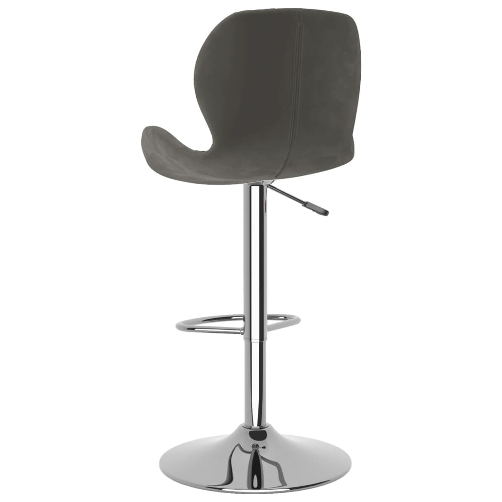 Bar Stool Set Of 2 Dark Grey Chromed Steel, Velvet (100% Polyester)