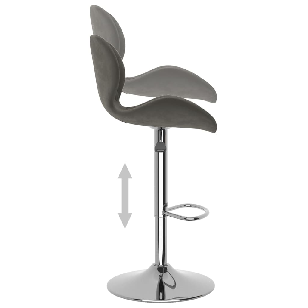 Bar Stool Set Of 2 Dark Grey Chromed Steel, Velvet (100% Polyester)