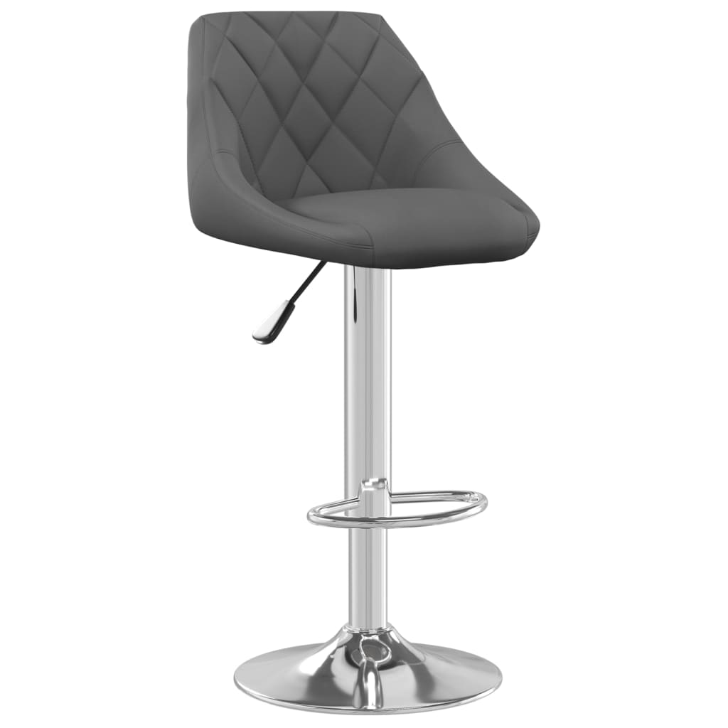 Bar Stool Set Of 2 Dark Grey Velvet (100% Polyester), Chromed Steel