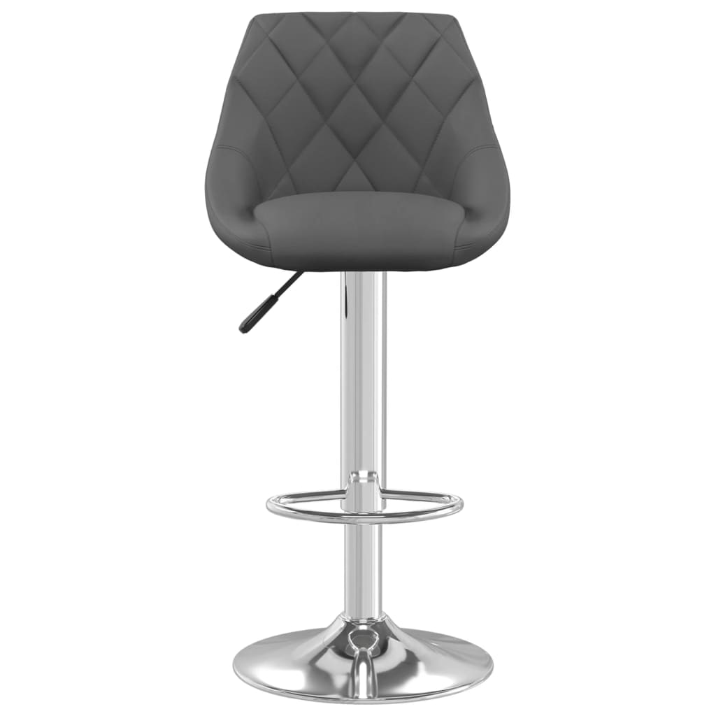 Bar Stool Set Of 2 Dark Grey Velvet (100% Polyester), Chromed Steel