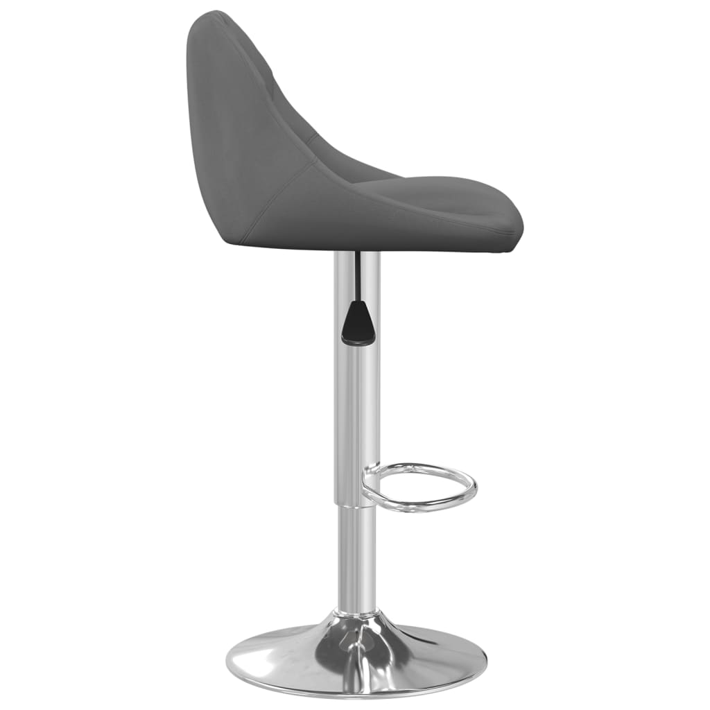 Bar Stool Set Of 2 Dark Grey Velvet (100% Polyester), Chromed Steel