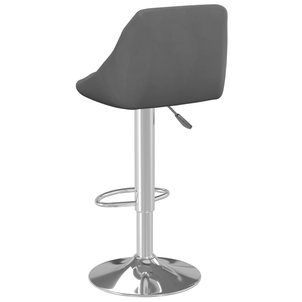 Bar Stool Set Of 2 Dark Grey Velvet (100% Polyester), Chromed Steel