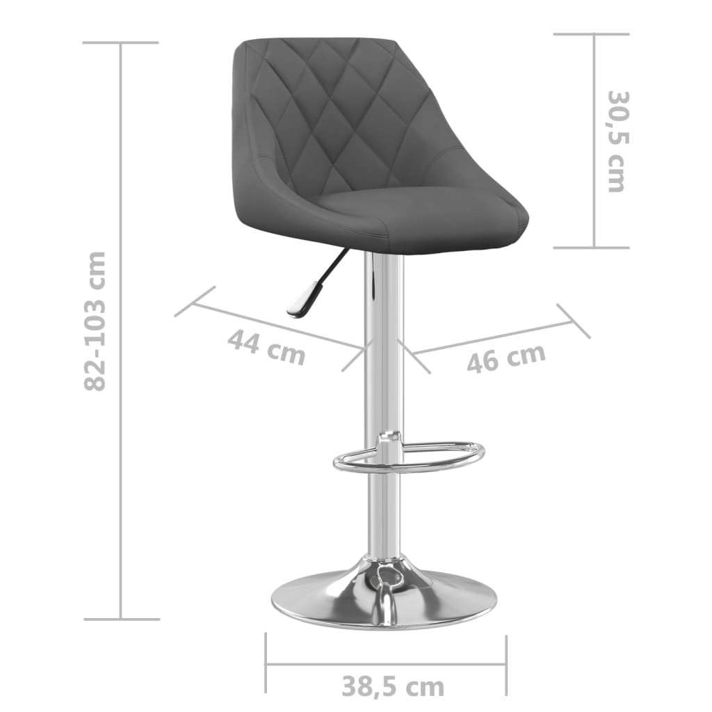 Bar Stool Set Of 2 Dark Grey Velvet (100% Polyester), Chromed Steel