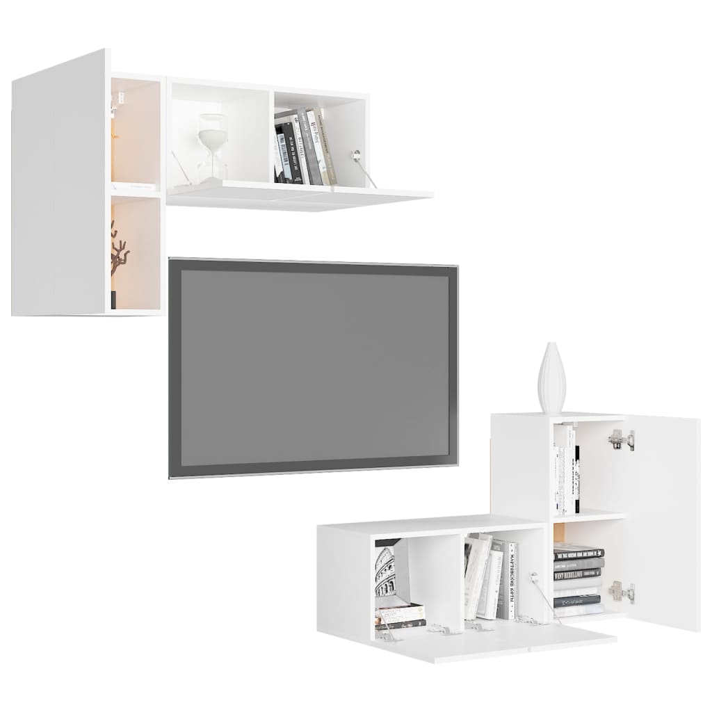 4 Piece Tv Stand Set Engineered Wood
