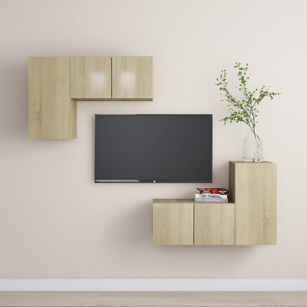 4 Piece Tv Stand Set Engineered Wood