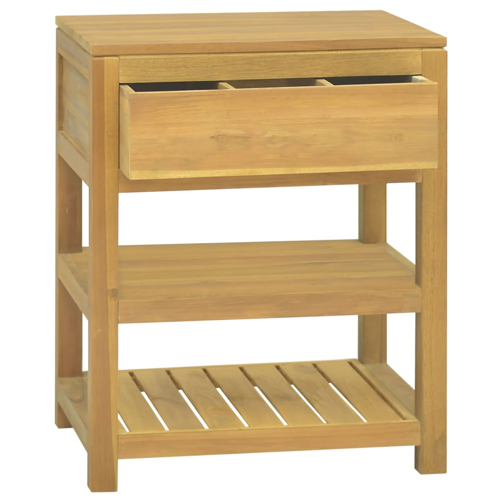 Bathroom Cabinet Natural Teak Solid Teak Wood 23.6 X 17.7 X 29.5 In