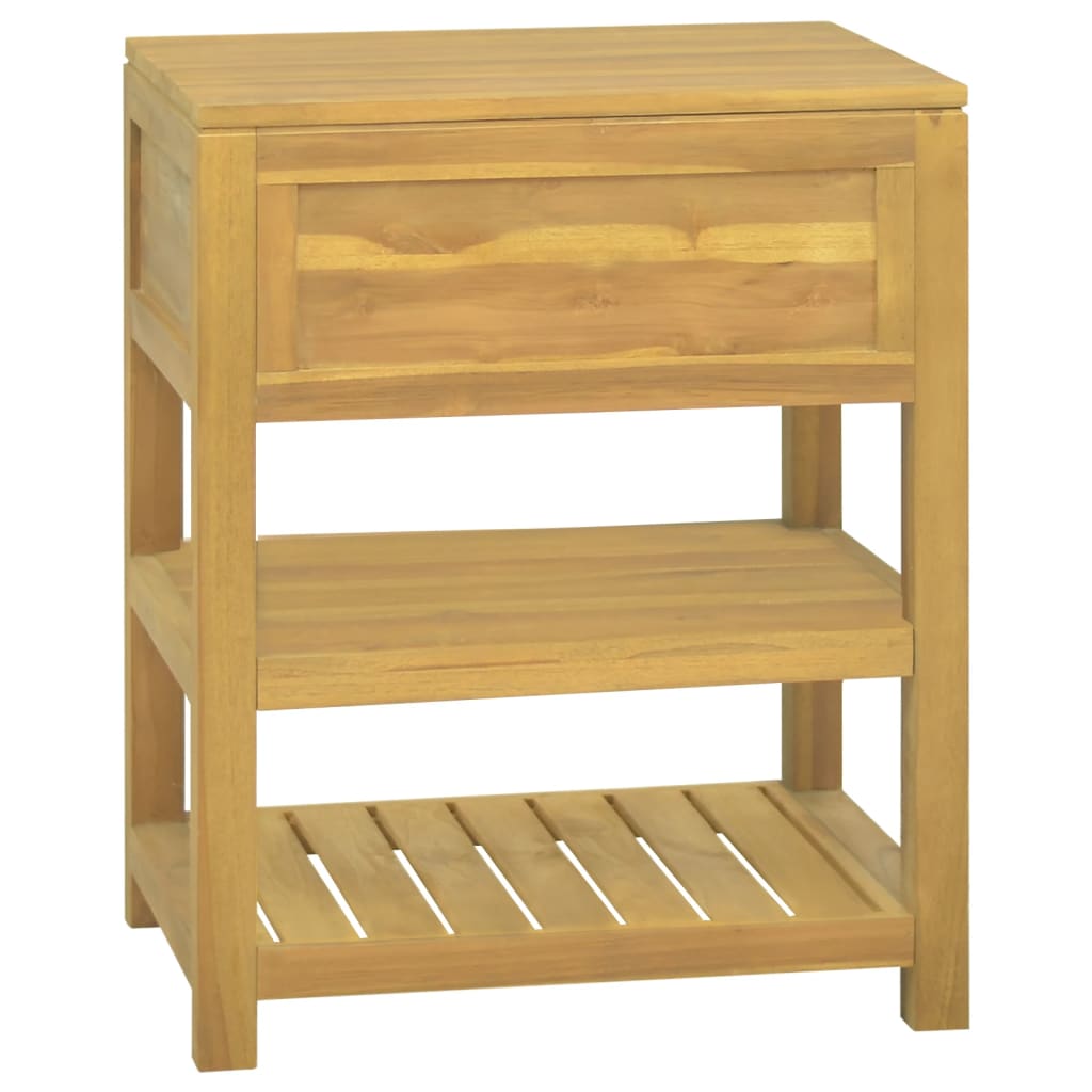 Bathroom Cabinet Natural Teak Solid Teak Wood 23.6 X 17.7 X 29.5 In