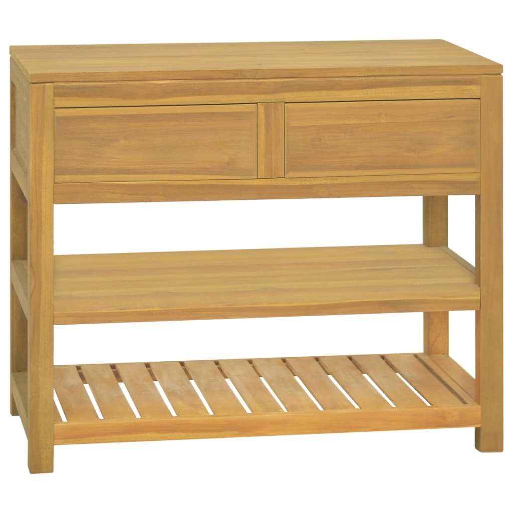 Bathroom Cabinet Natural Teak Solid Teak Wood 23.6 X 17.7 X 29.5 In