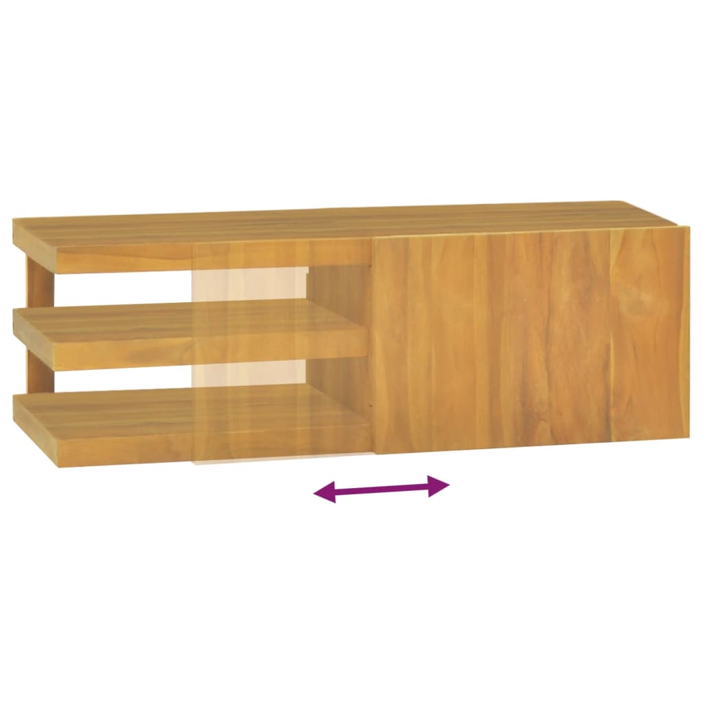 Bathroom Cabinet Natural Teak Solid Teak Wood 35.4 X 15.7 X 11.8 In
