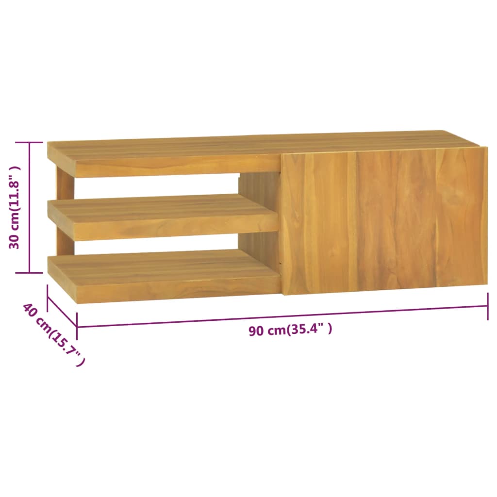 Bathroom Cabinet Natural Teak Solid Teak Wood 35.4 X 15.7 X 11.8 In