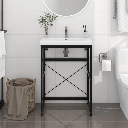 Bathroom Washbasin Frame Powder-Coated Iron 23.2X15.0X32.7 In
