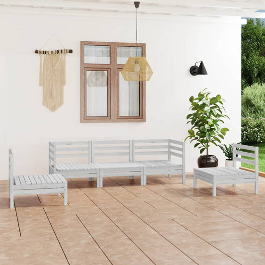 5 Piece Patio Lounge Set Solid Pinewood