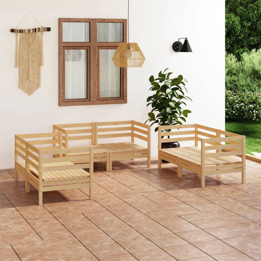 6 Piece Patio Lounge Set Solid Pinewood