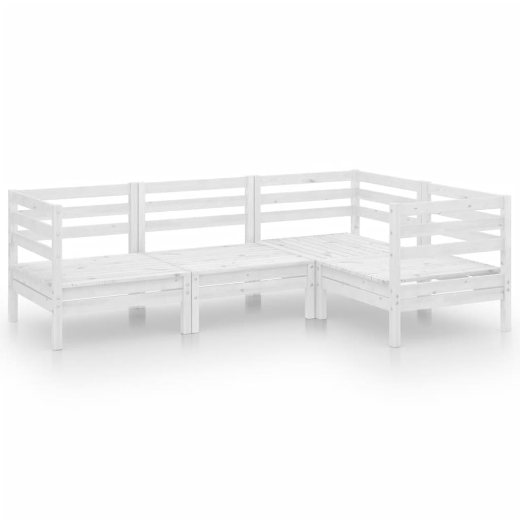 4 Piece Patio Lounge Set Solid Pinewood